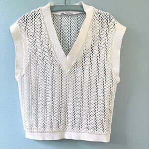 ZARA pure white open-work vest